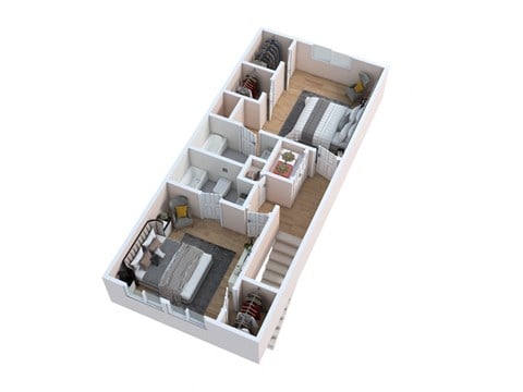 Floor plan for 2 beds, 2.5 baths, 1280 sqft